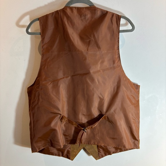 DON’T STOP Sz L Tan Suede Vest with Snap Button Closure Fabric Back Cinch Band - Picture 6 of 7